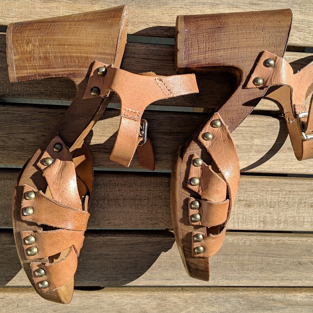 Topshop Wooden Platform Sandles US 6